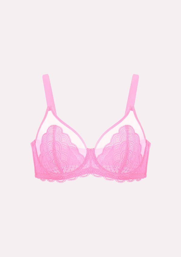 HSIA Mermaid Scales Lace Pink Unlined Bra