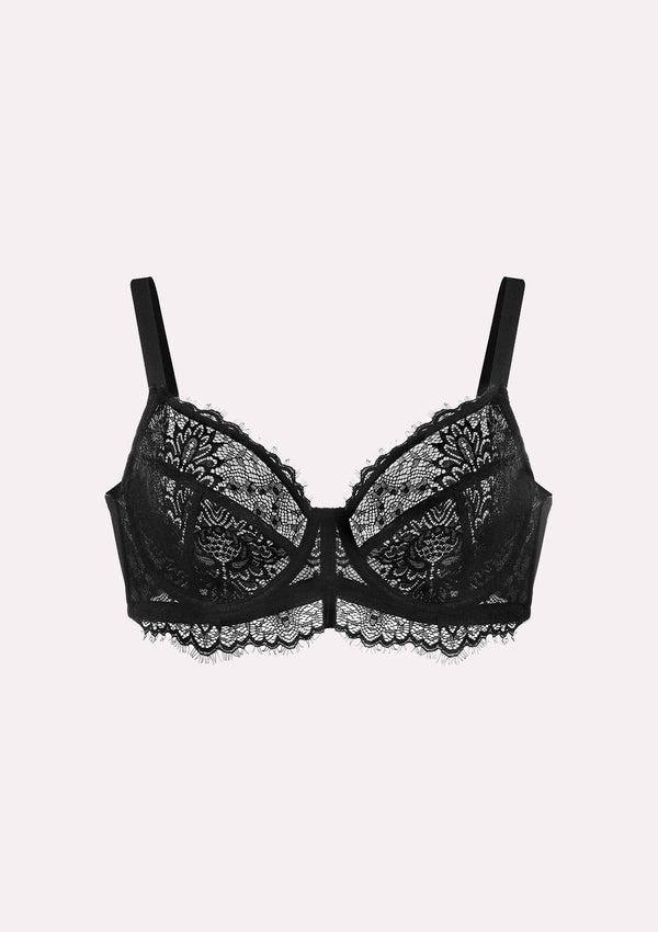 HSIA Black Sunflower Underwire Lace Bra