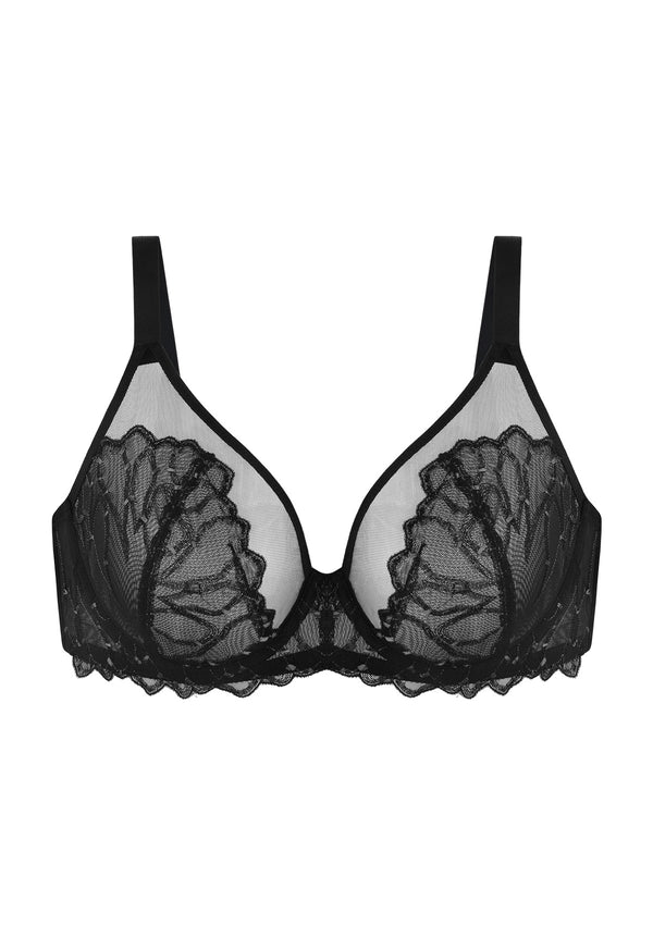 Winter Sonata Embroidered Lace Trim Full Coverage Unlined Underwire Bra