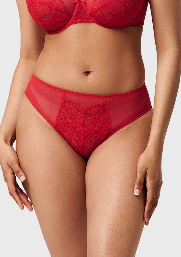 Enchante High-Rise Red Lace Brief Underwear