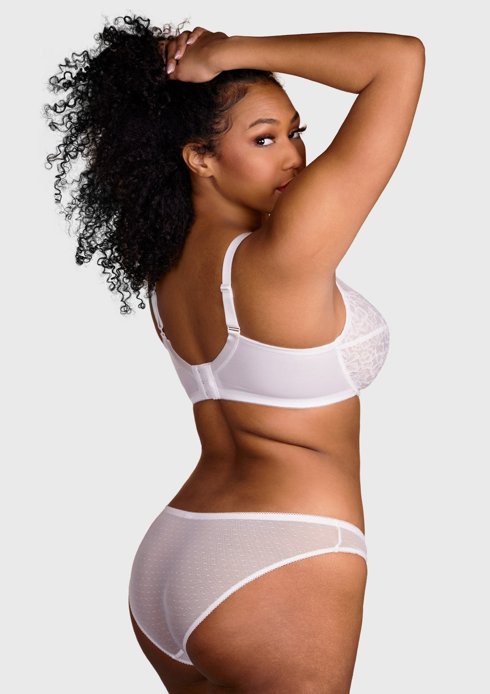 frugue Women's Minimizer Plus Size Sheer Lace Unlined Bra White 34