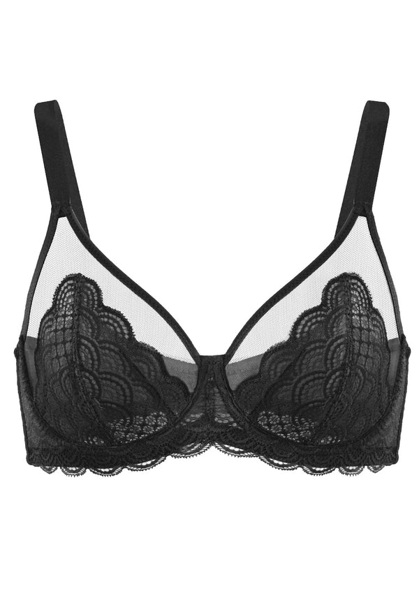 Mermaid Scales Lace Full Coverage Underwire Plus Size Lifting Lace Bra For Heavy Breast