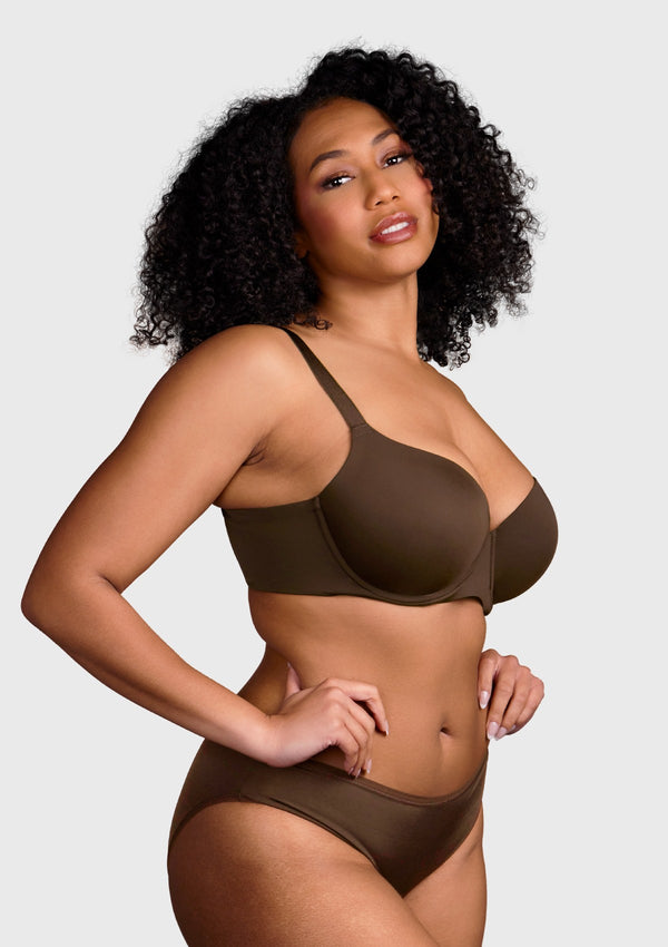 Entyinea Womens Bralettes Perfectly Fit Lightly Lined T-Shirt Bra with  Memory Touch Rose Gold 32 