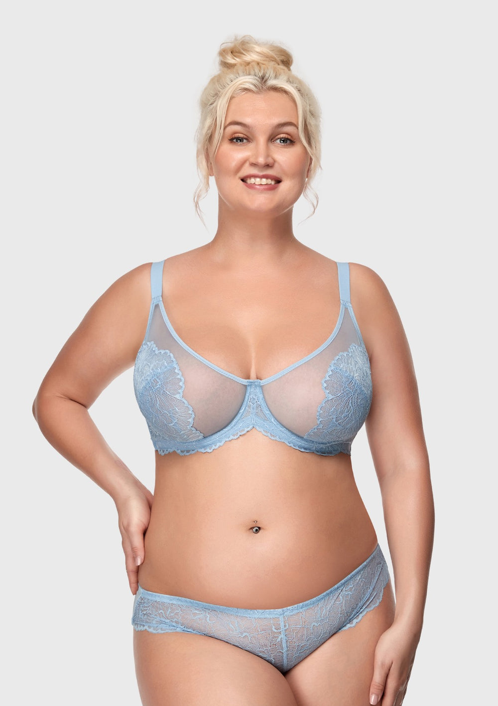 HSIA Blossom Transparent Lace Bra: Plus Size Wired Back Smoothing Bra