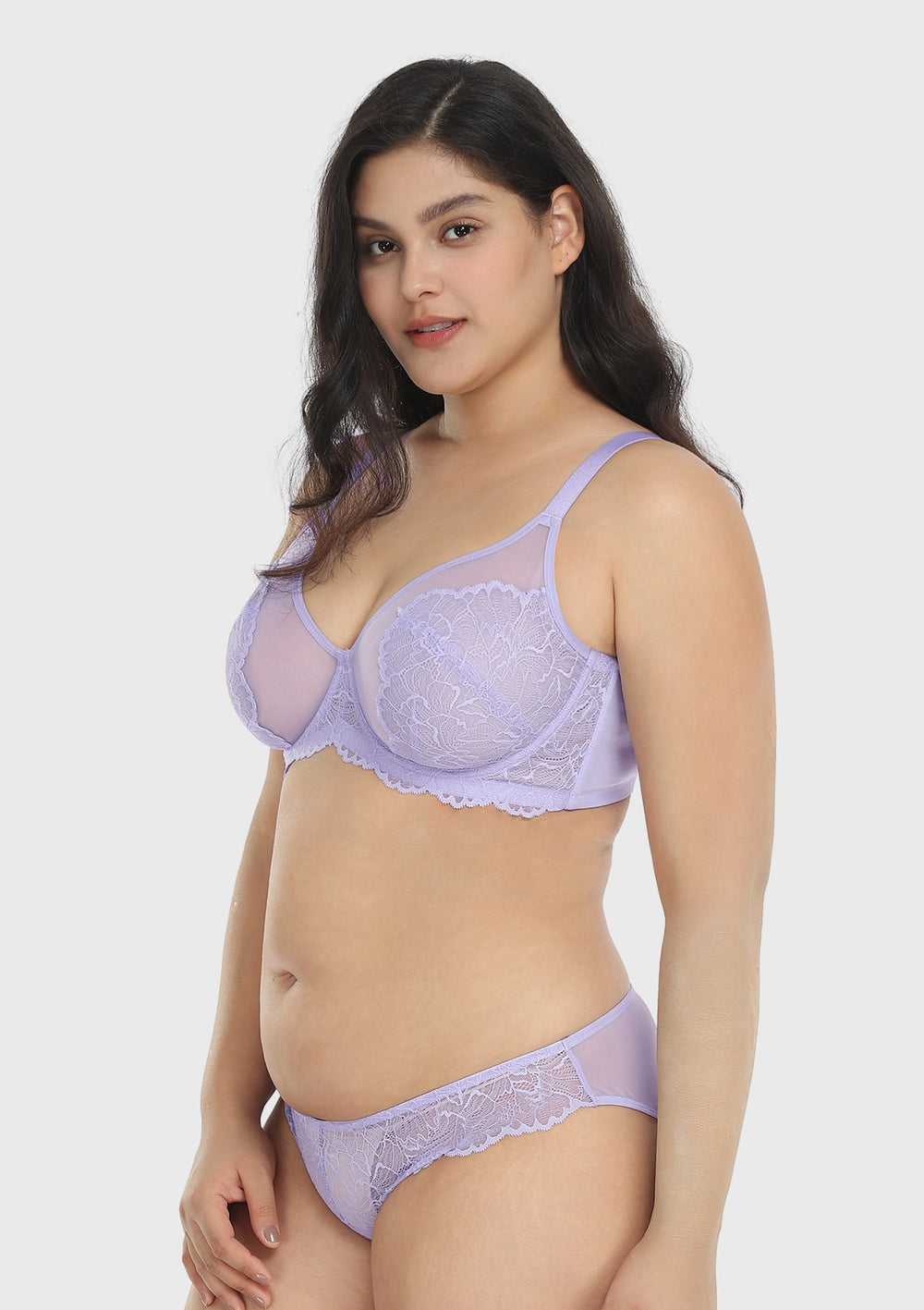 Buy erfeel size 34A Sexy Bombshell-Purple Floral Lace Black bra