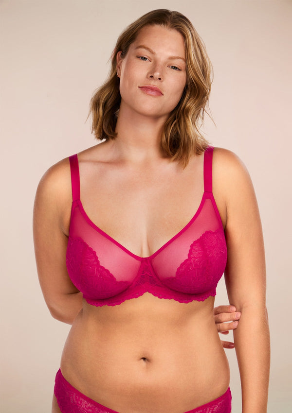 Women's Bra Full Coverage Floral Lace Plus Size Underwired Bra， A Daily Bra  for All Seasons (Color : Red Wine, Size : 44F)