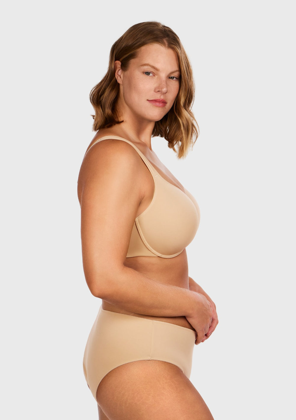 Entyinea Women's Minimizer Bras Seamless Push Up Lace Bra Comfortable  Breathable Base Tops Underwear Beige 75B