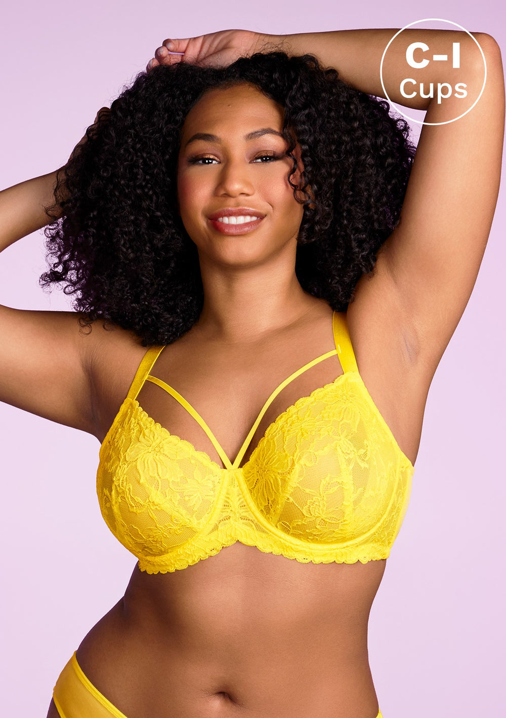 We Are We Wear Fuller Bust lace triangle bralette in yellow