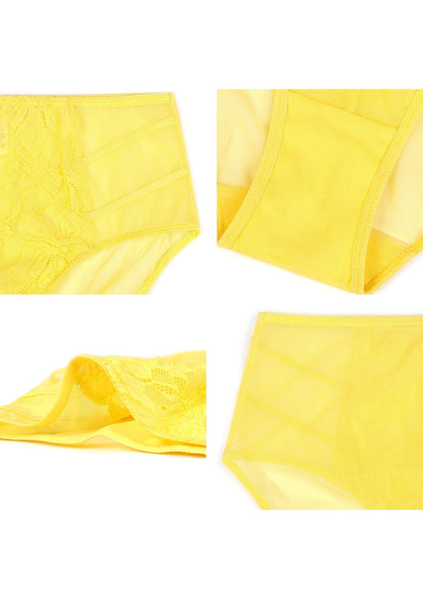 Cute Panties for Plus Size, Illuminating Yellow Lace French