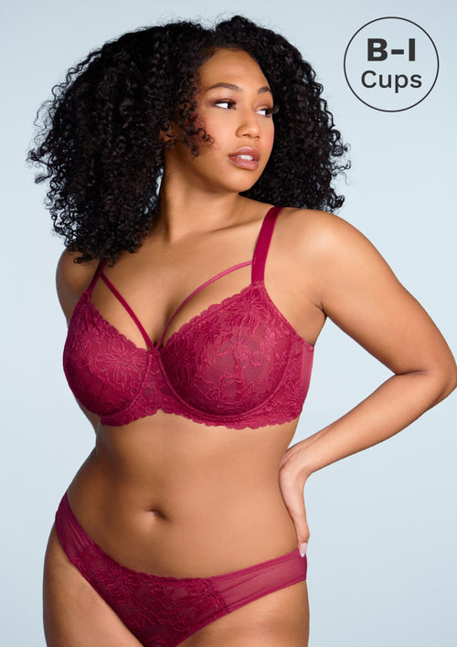 HSIA Pretty In Petals Lace Panties and Bra Set: Plus Size Women Bra