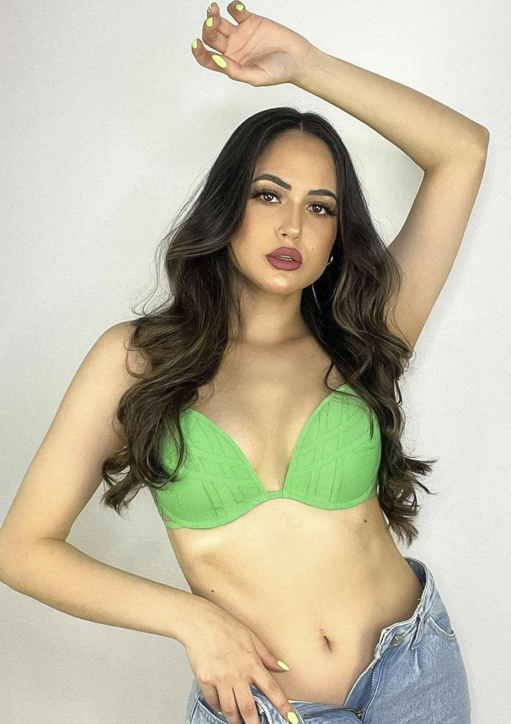 Cross Strap Green Padded Bra