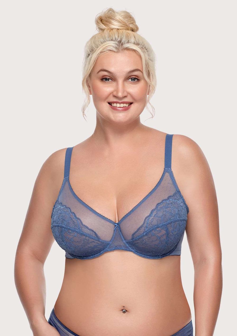 Iheyi 6 Pieces Plus Size Wired Full Cup Lace Plain Light Padded D/DD/DDD Bra  (38D) 