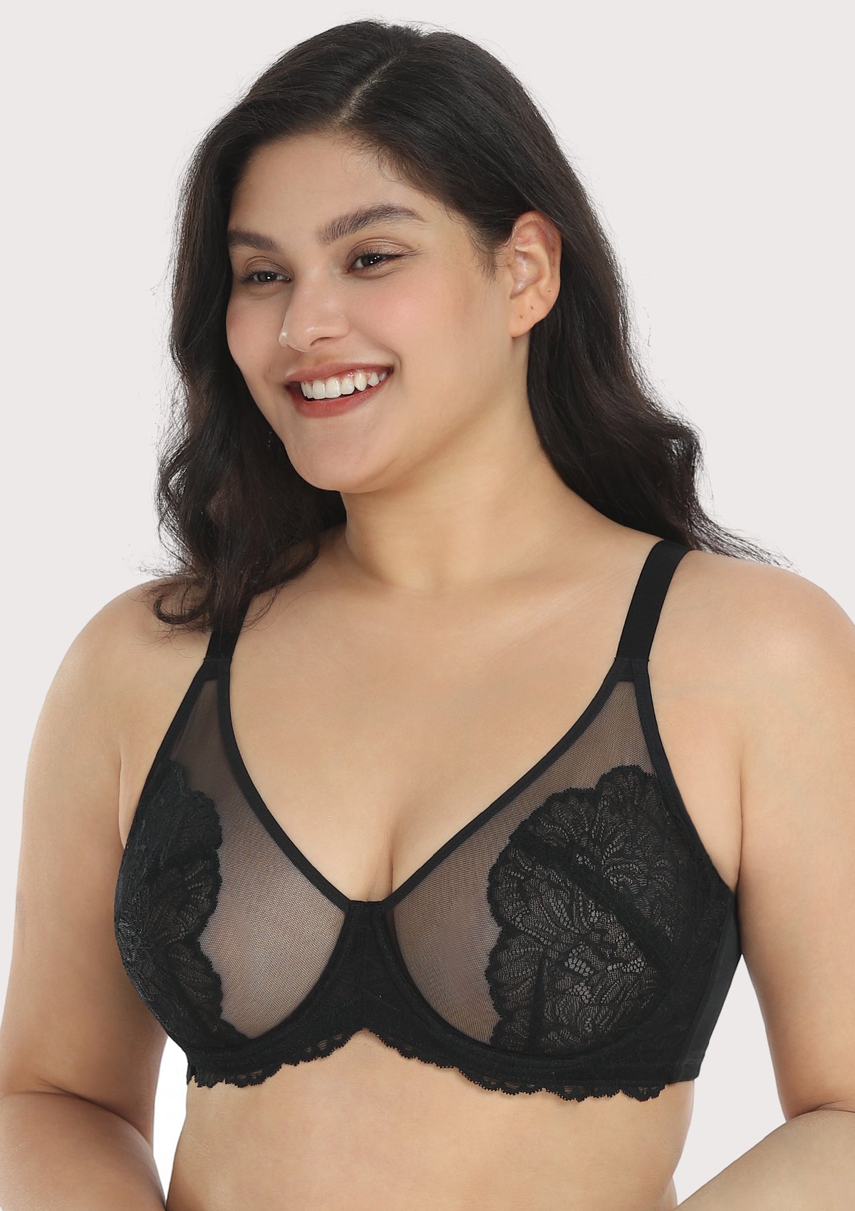 Black Spotted Tulle Bra With Front Closure -  Canada