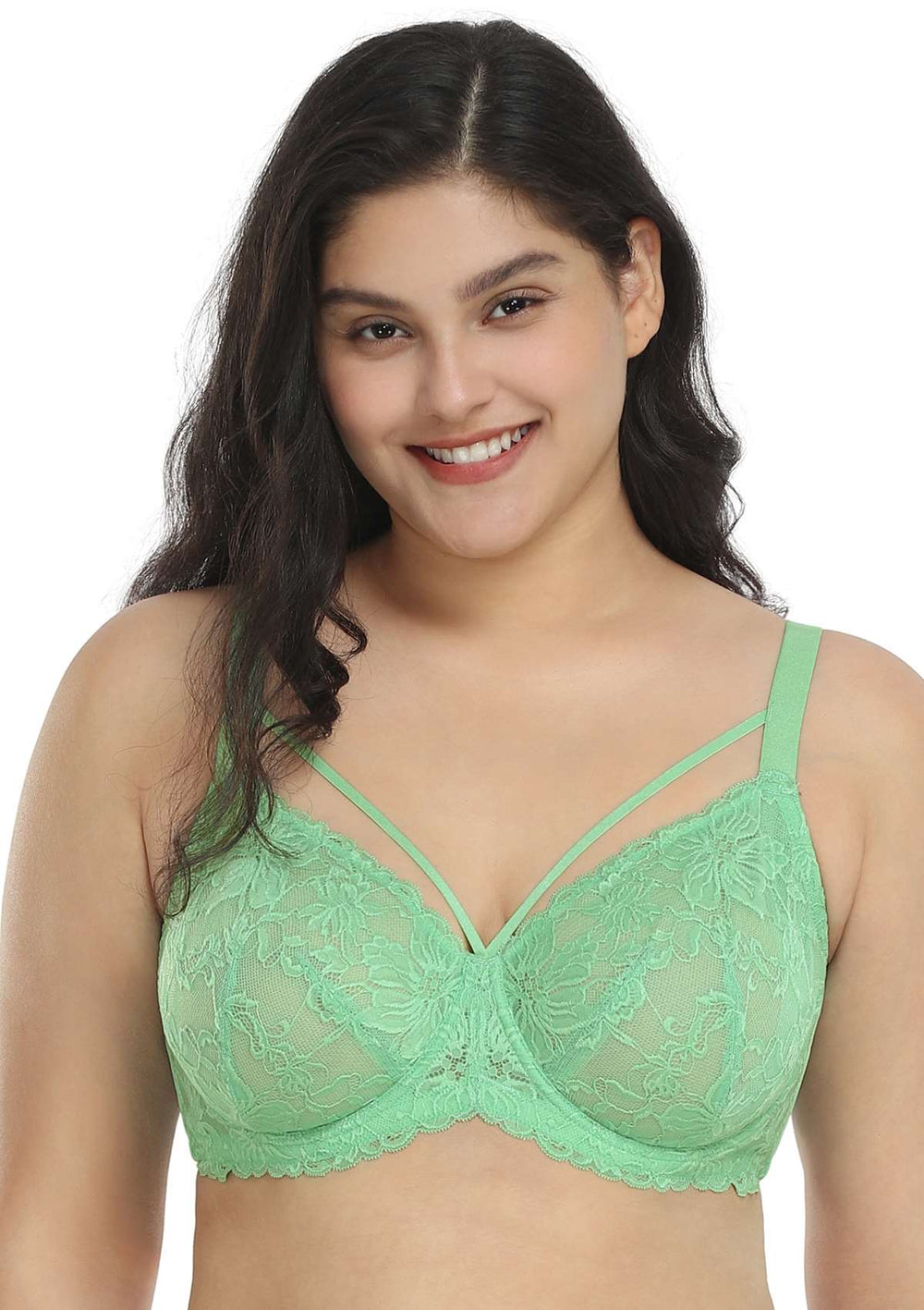 Cosmopolitan Green Sheer Lace Underwire Bra Women's Size 34D 