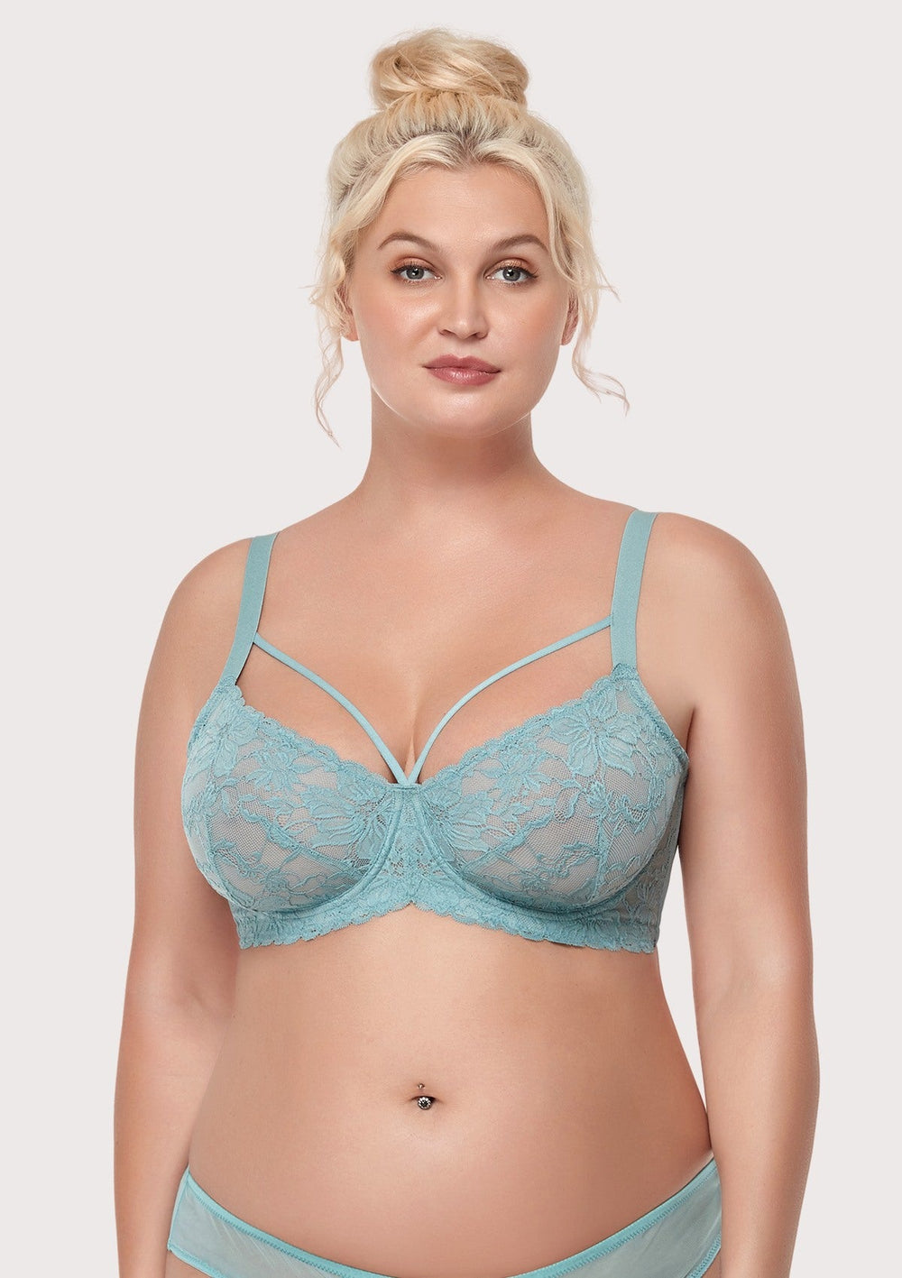 Double Strap Shaped Lace Bra (Cup C) - Comfort
