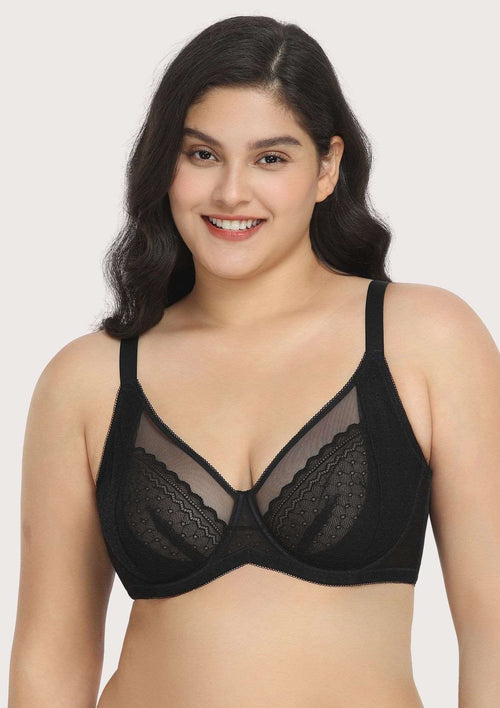 🌸HSIA Blossom Black Contrast Unlined Lace Bra is available in 43