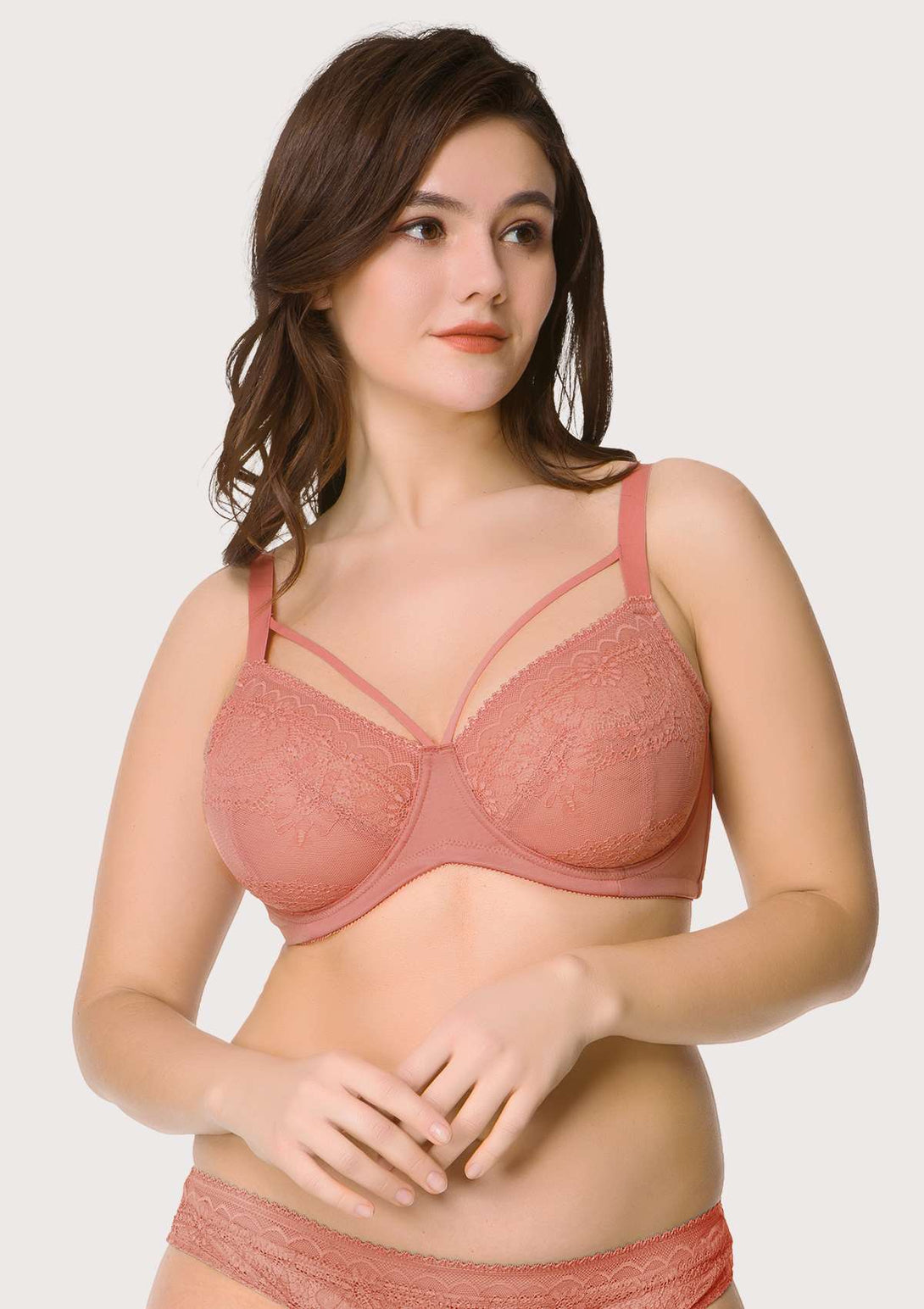 HSIA Pretty In Petals Unlined Lace Mesh Bra and Panty set for Full Figure