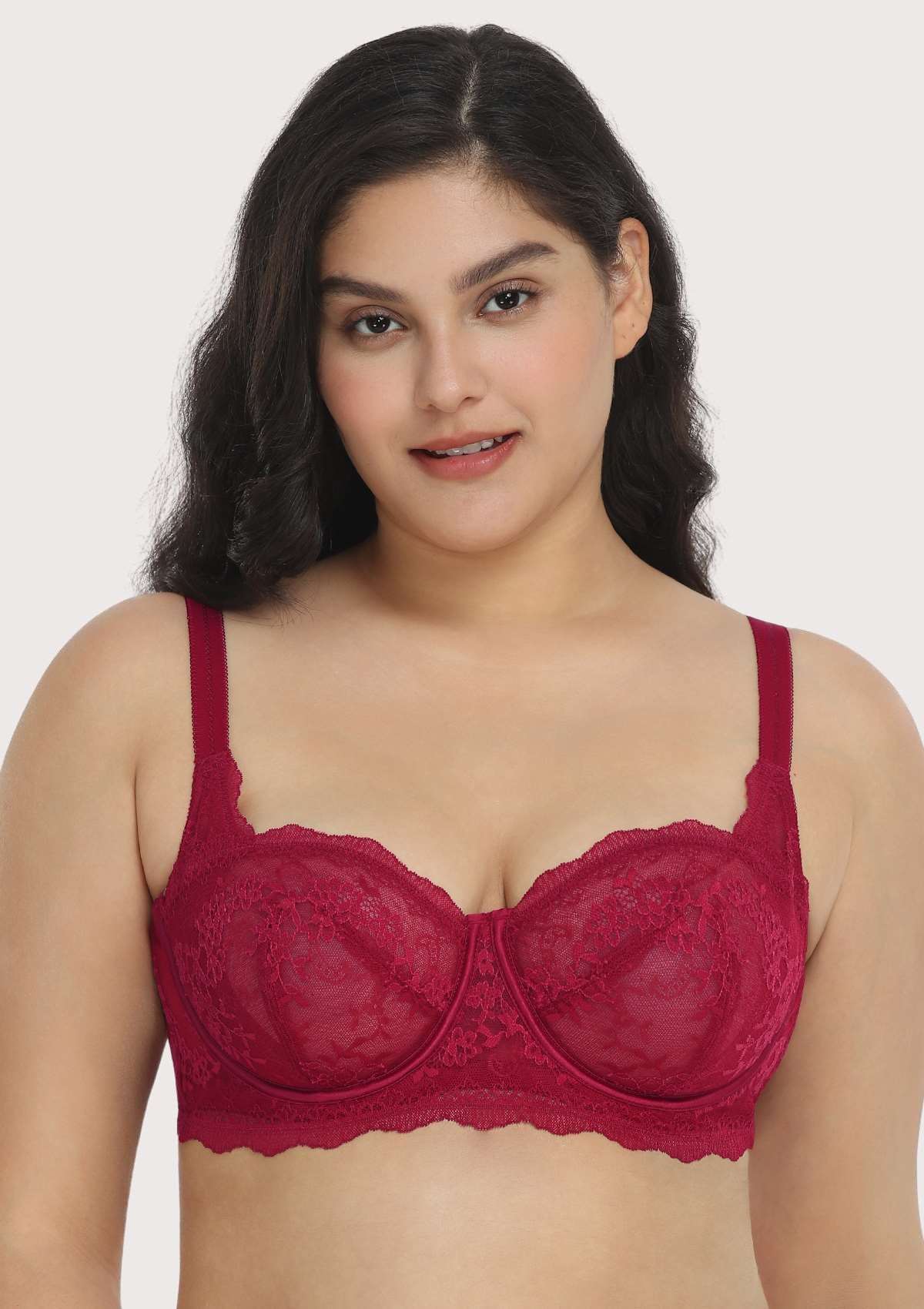 Buy Set of 3 - Lace Detail Balconette Bra with Hook and Eye