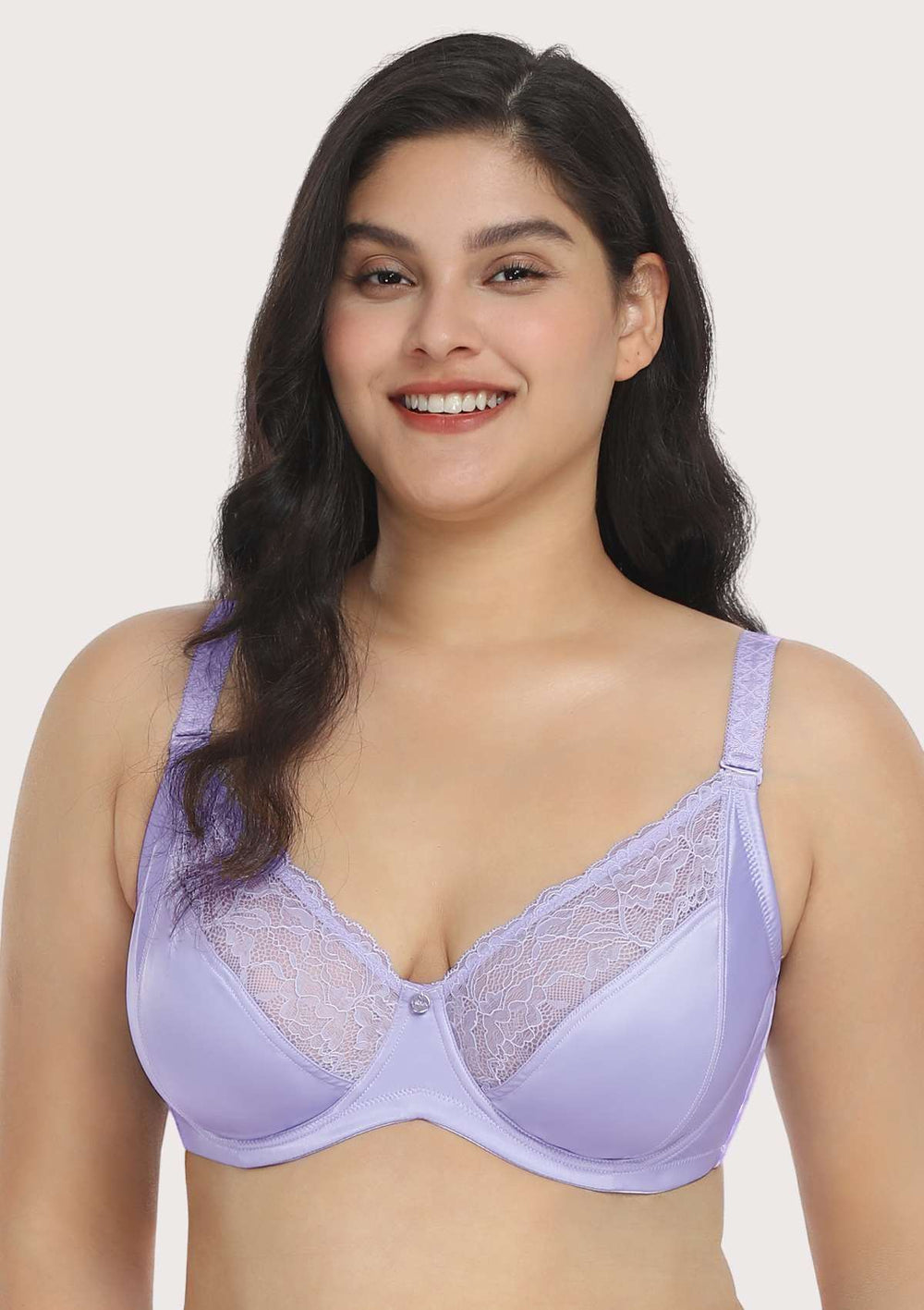 Bras For Women Full Coverage Lingerie Underwire Lace Floral Unlined Plus  Size Full Coverage Purple Full Figure 38/85C