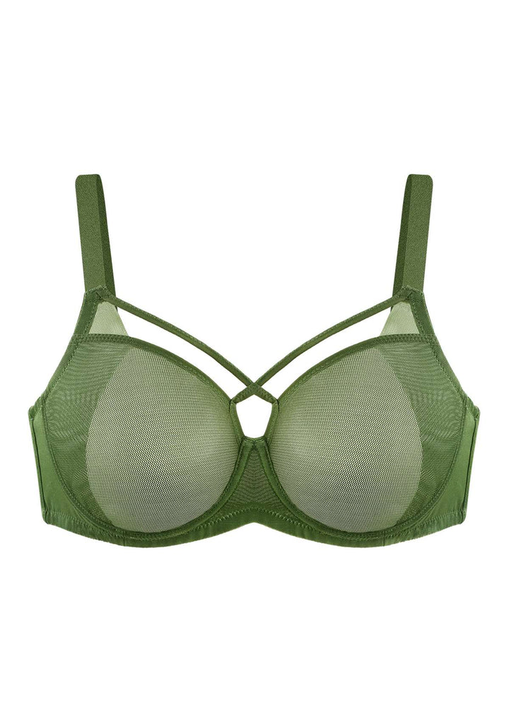 Cacique Strappy Print Boost Plunge Bra Womens 42DDD Green Underwire Padded  Size undefined - $25 - From Jaime