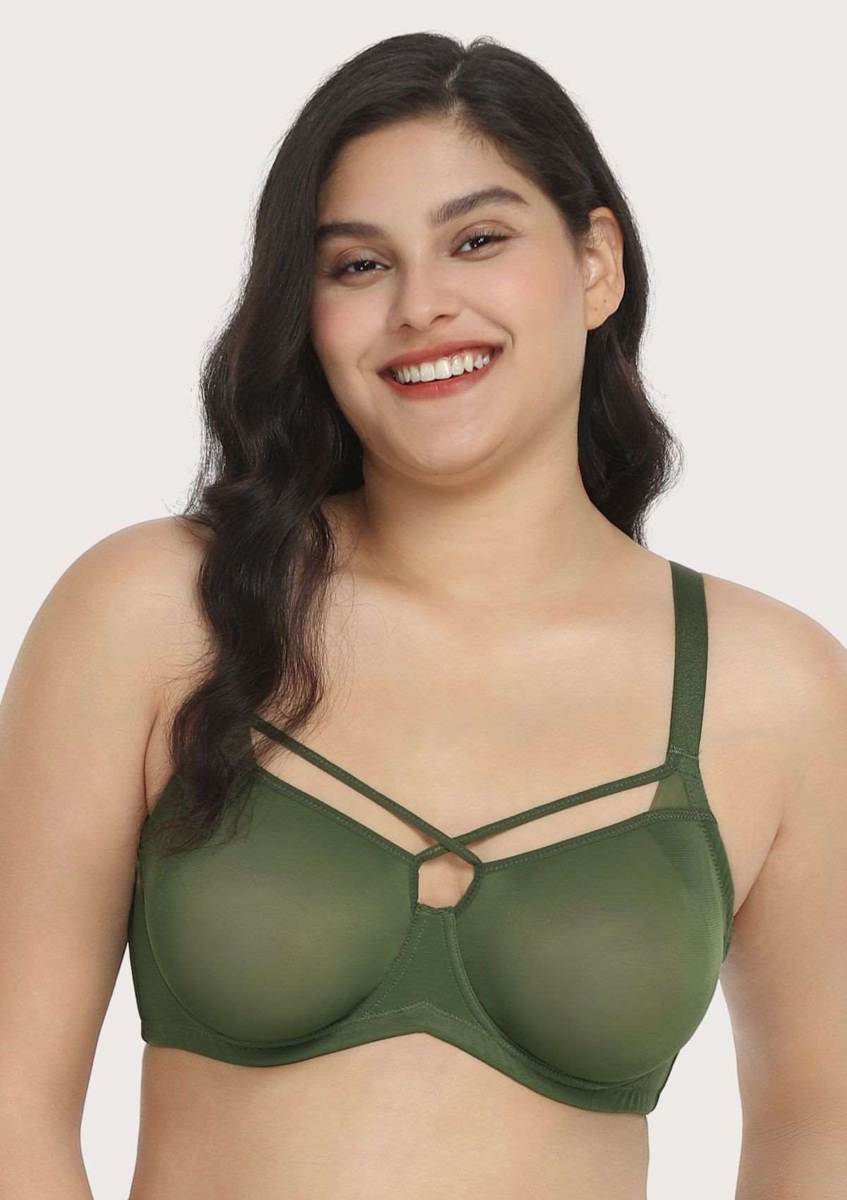 Cacique Strappy Print Boost Plunge Bra Womens 42DDD Green Underwire Padded  Size undefined - $25 - From Jaime