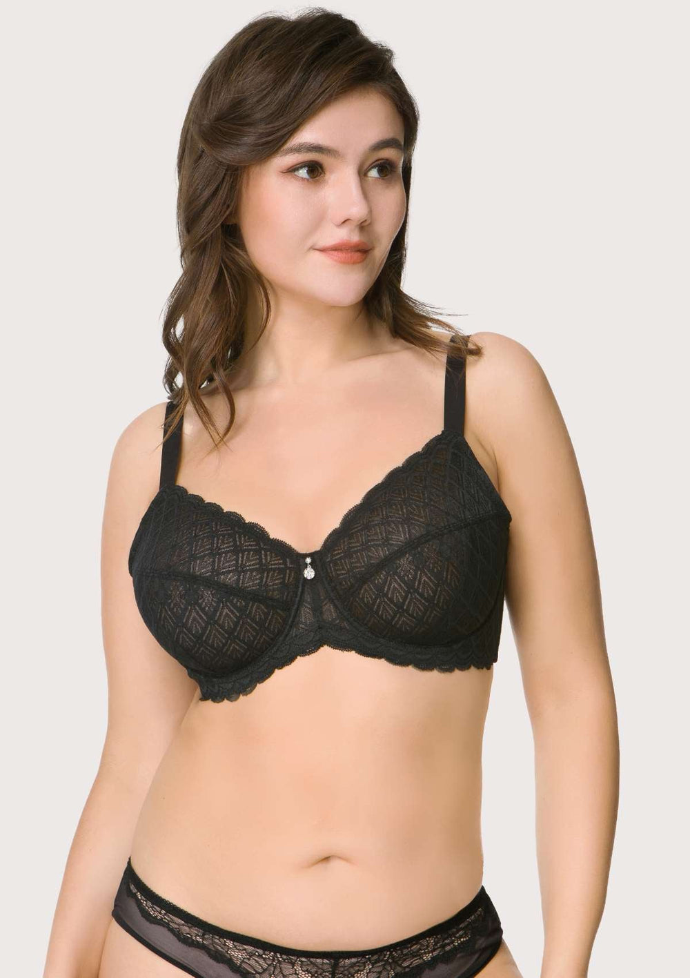 34-48C-H,I,J,K Plus Size Bra Underwire Full Coverage Wide Strap Soft  Unlined Cup 