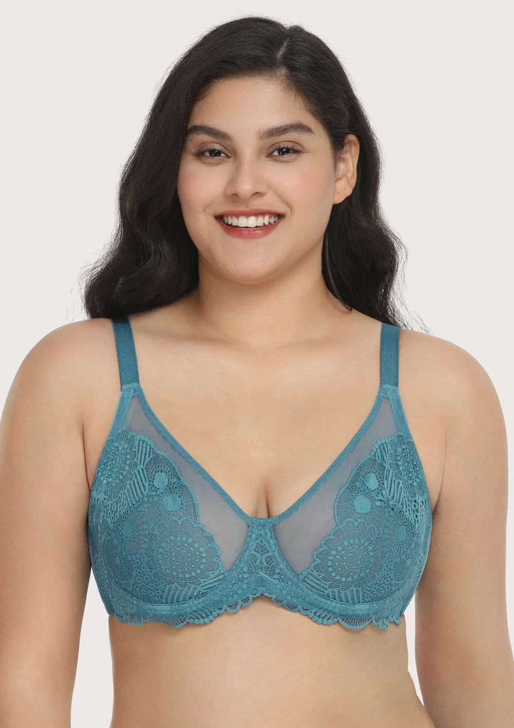  Womens Plus Size Full Coverage Underwire Unlined Minimizer  Lace Bra Cloud Begonia 40D