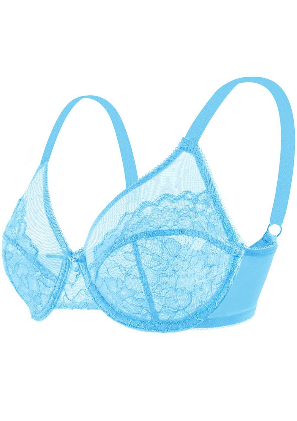 Buy Soie Double Layered Non Wired Full Coverage Lace Bra - Blue at Rs.1040  online