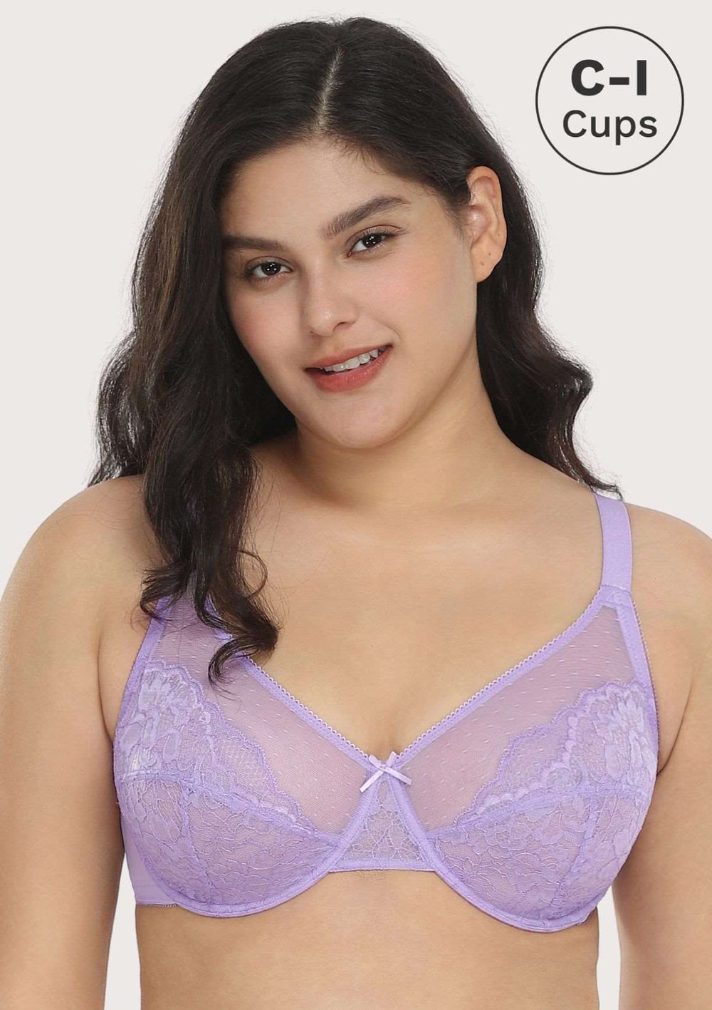 HSIA Gladioli Lace and Mesh Unlined Underwire Bra and Panty Set
