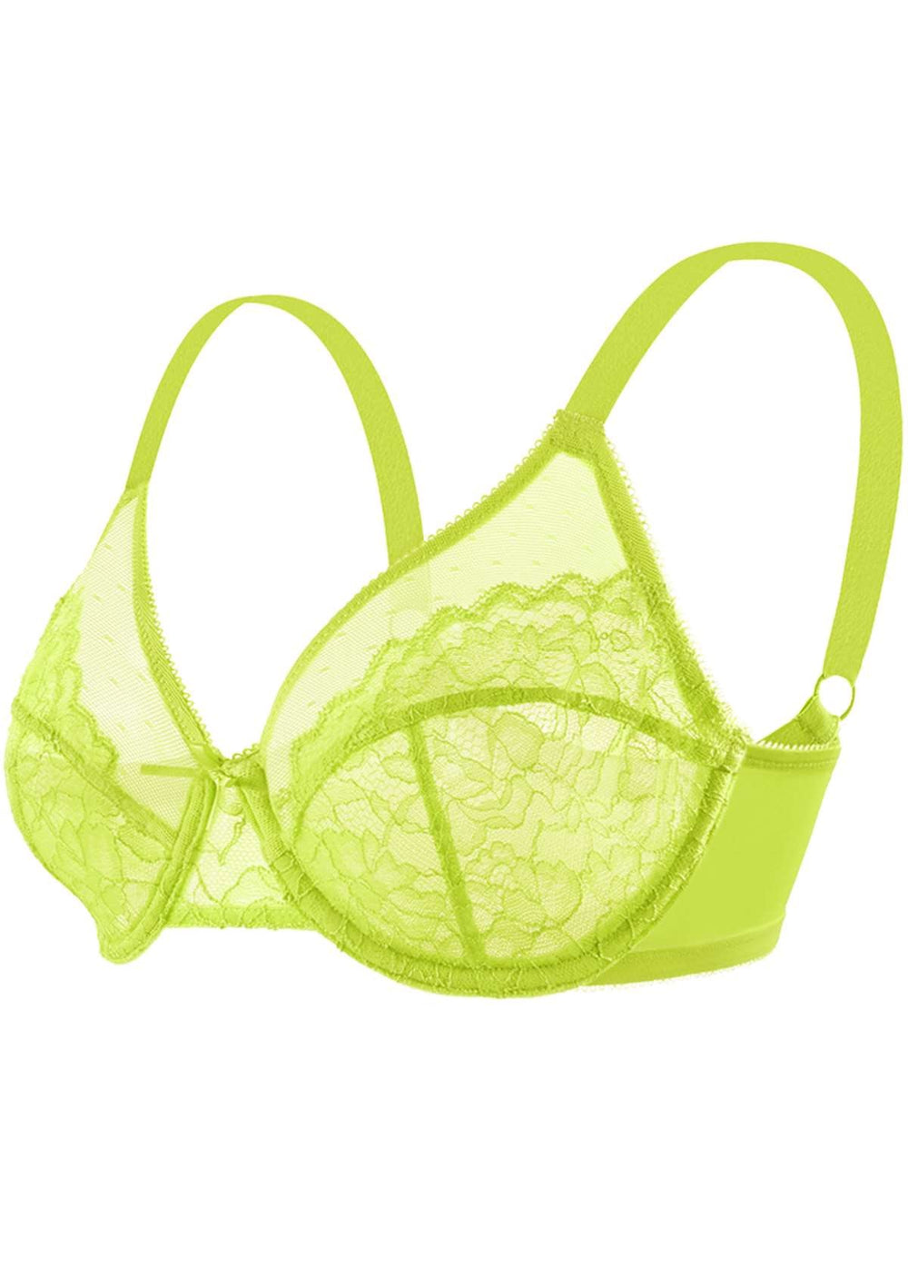 Neon Sheer mesh soft unlined non padded bra Lime by Kostar