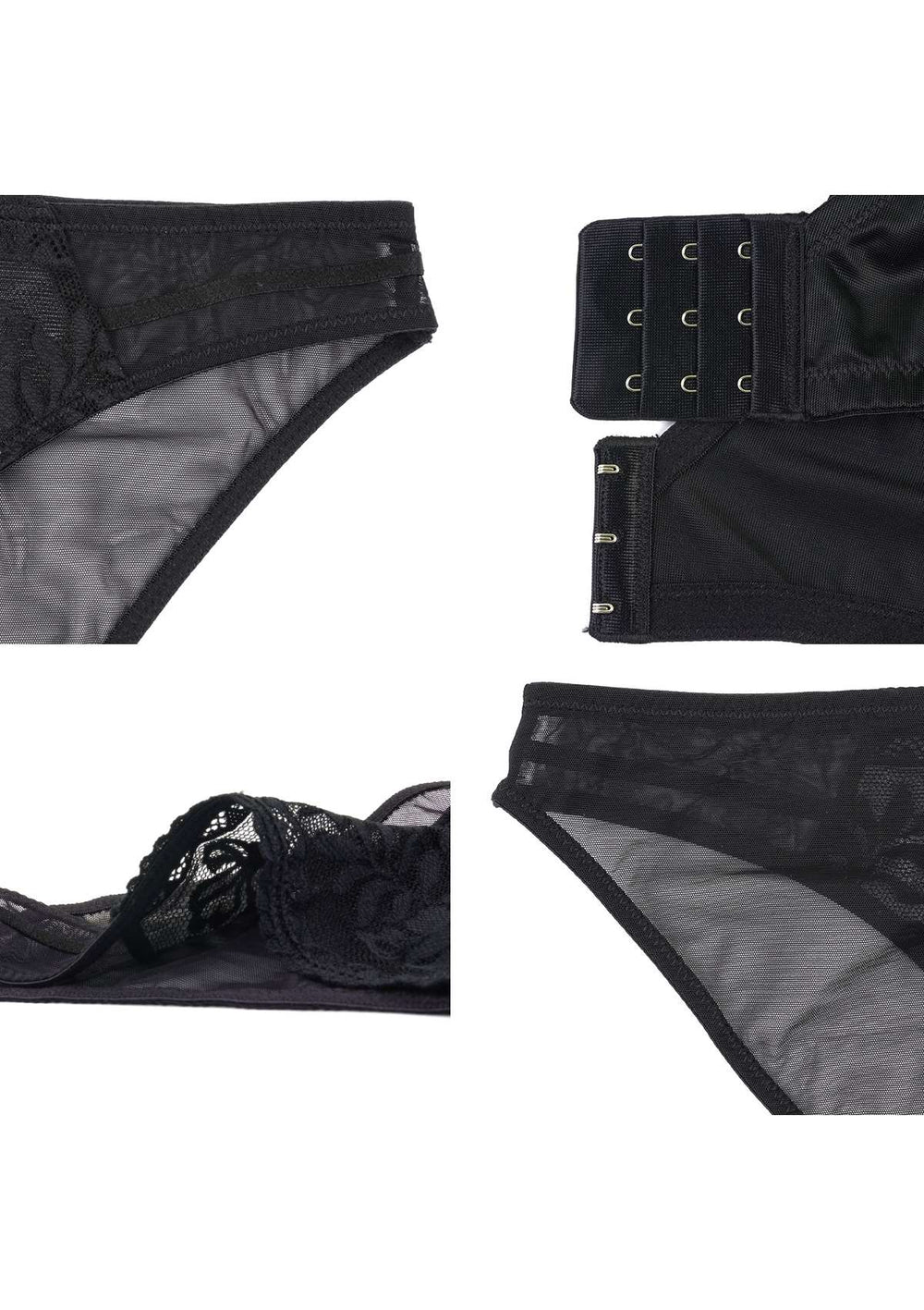 Gladioli Black Floral Lace Bikini Underwear
