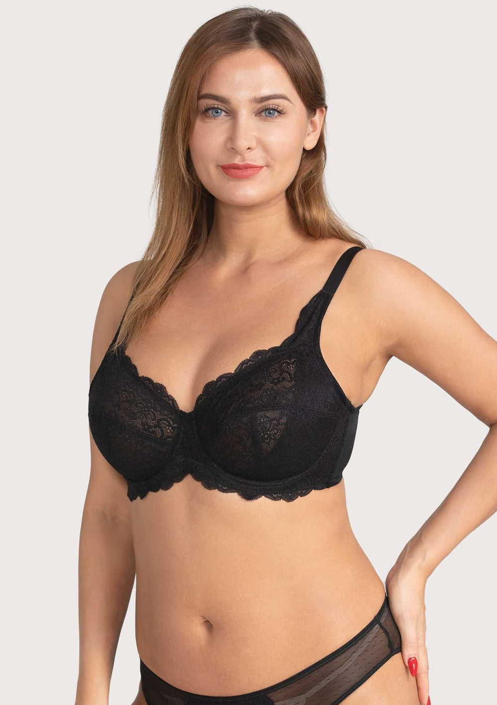  HOMRAA Women's Sexy Lace Bra Plus Size Floral