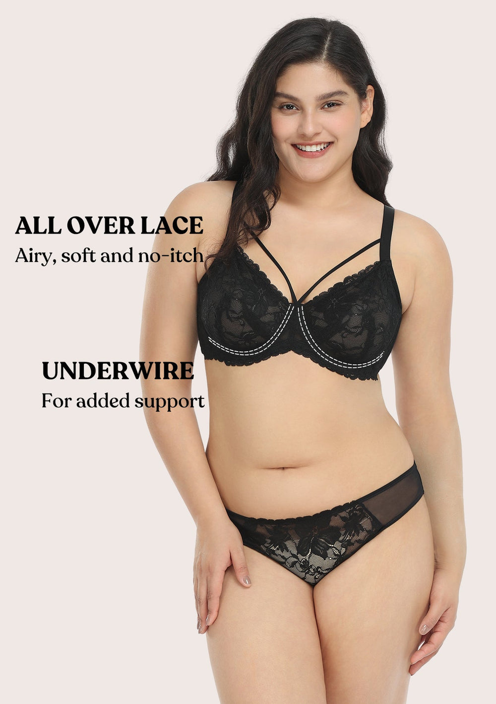 Baroque Lace Bras (2 pack) - Black and nude Cafe Latte