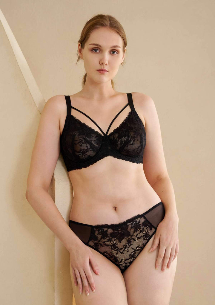 HSIA Pretty In Petals Lace Bra and Panty Set: Non Padded Wired Bra