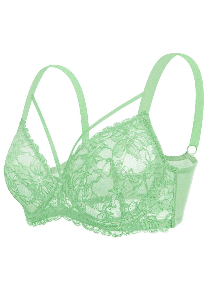 Faye Ruched Lace Bra in green, N°21