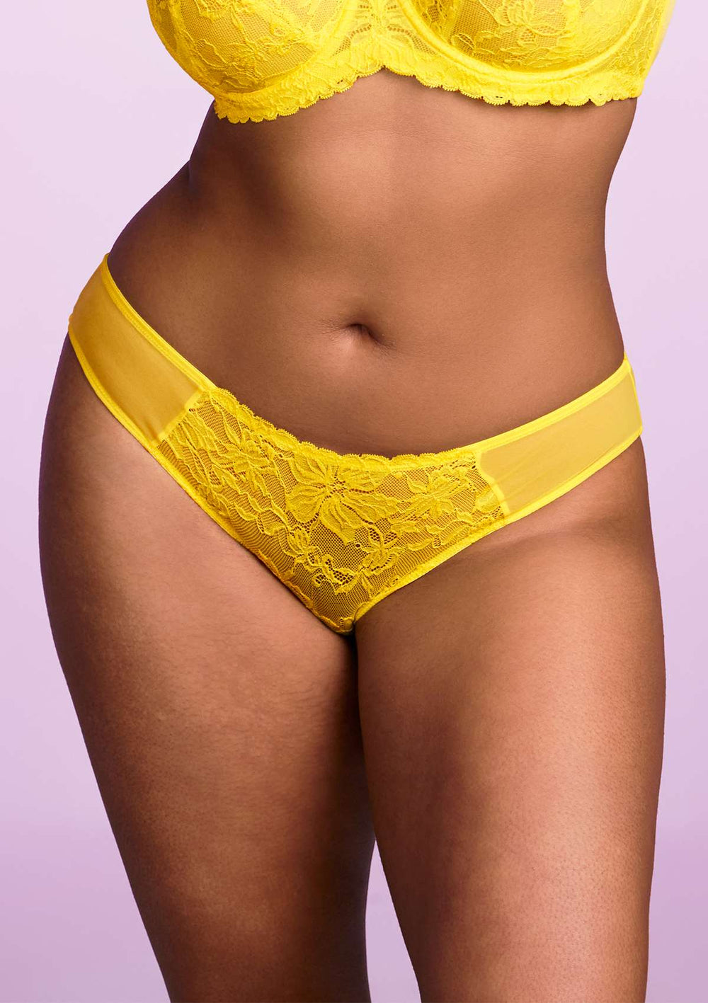 Lace panties. The sexy panty isolated on the yellow background