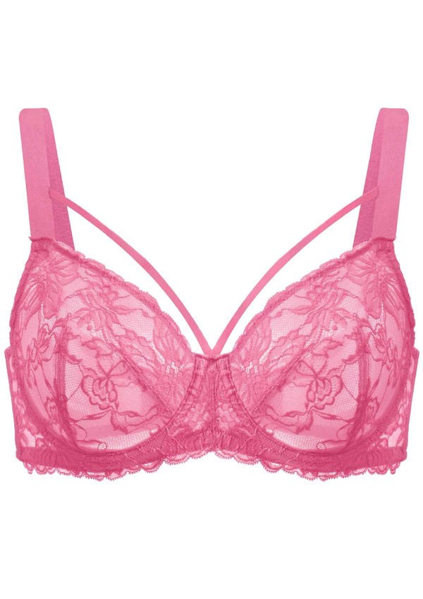 Maashie Lace Full Coverage non-padded hot Pink bra 5002
