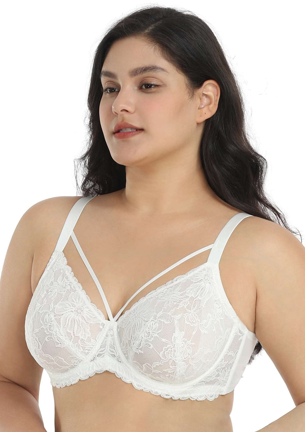 Cacique 38I Modern Lace Covered Unlined Full Coverage Bra
