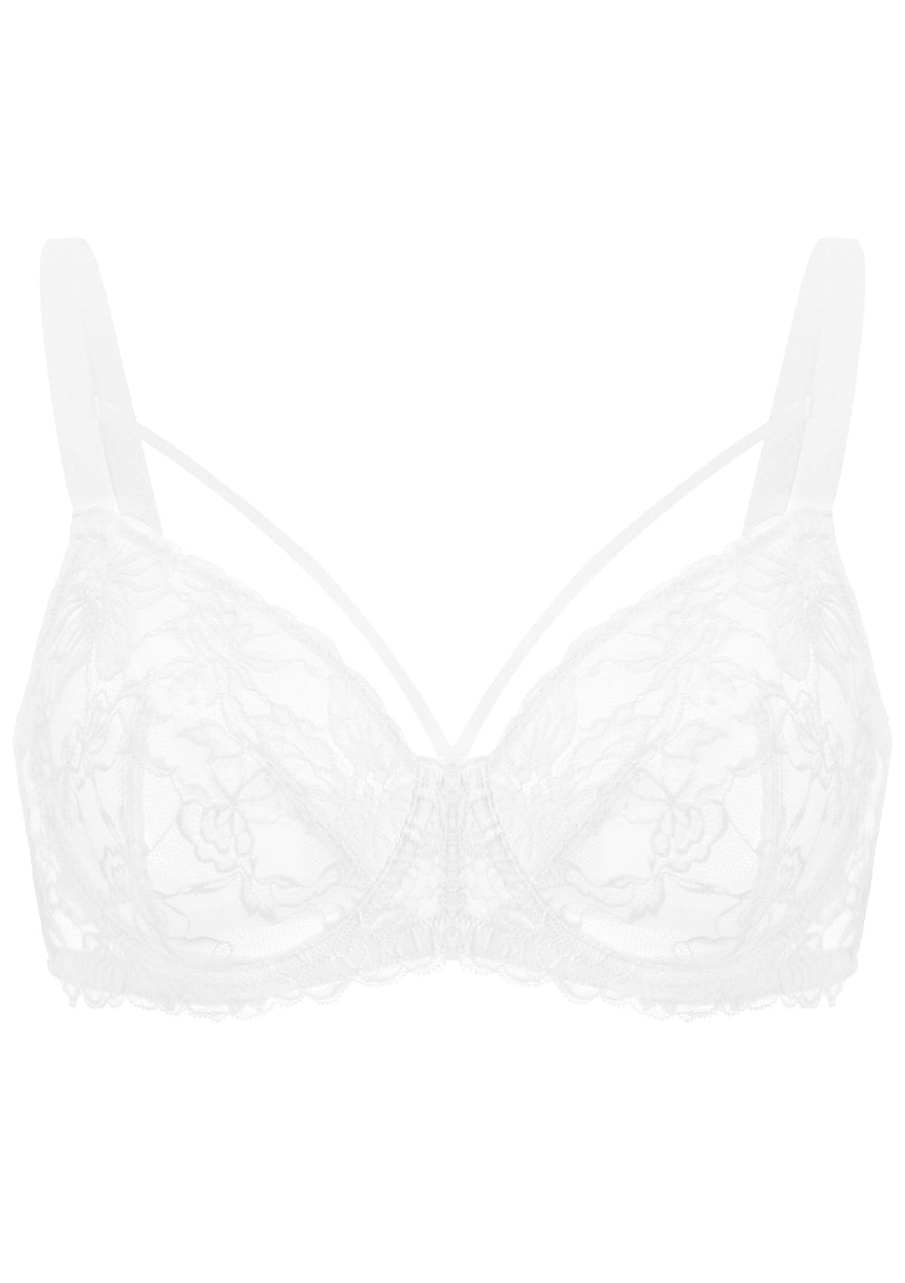 K43EuroFabulous by Peacocks White Lace Slight Padded Wired Plus-Size Bras  DD-G 