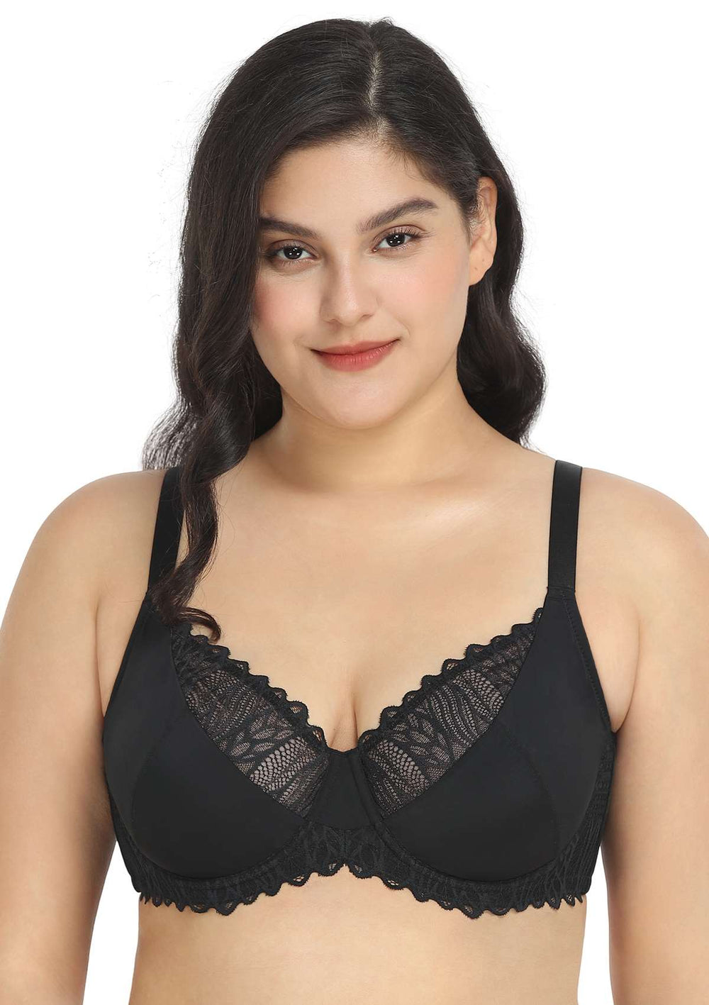 HSIA Minimizer Bra for Women - Plus Size Bra with Underwire Woman's Full  Coverage Lace Bra Unlined Non Padded Bra,Black,44D 