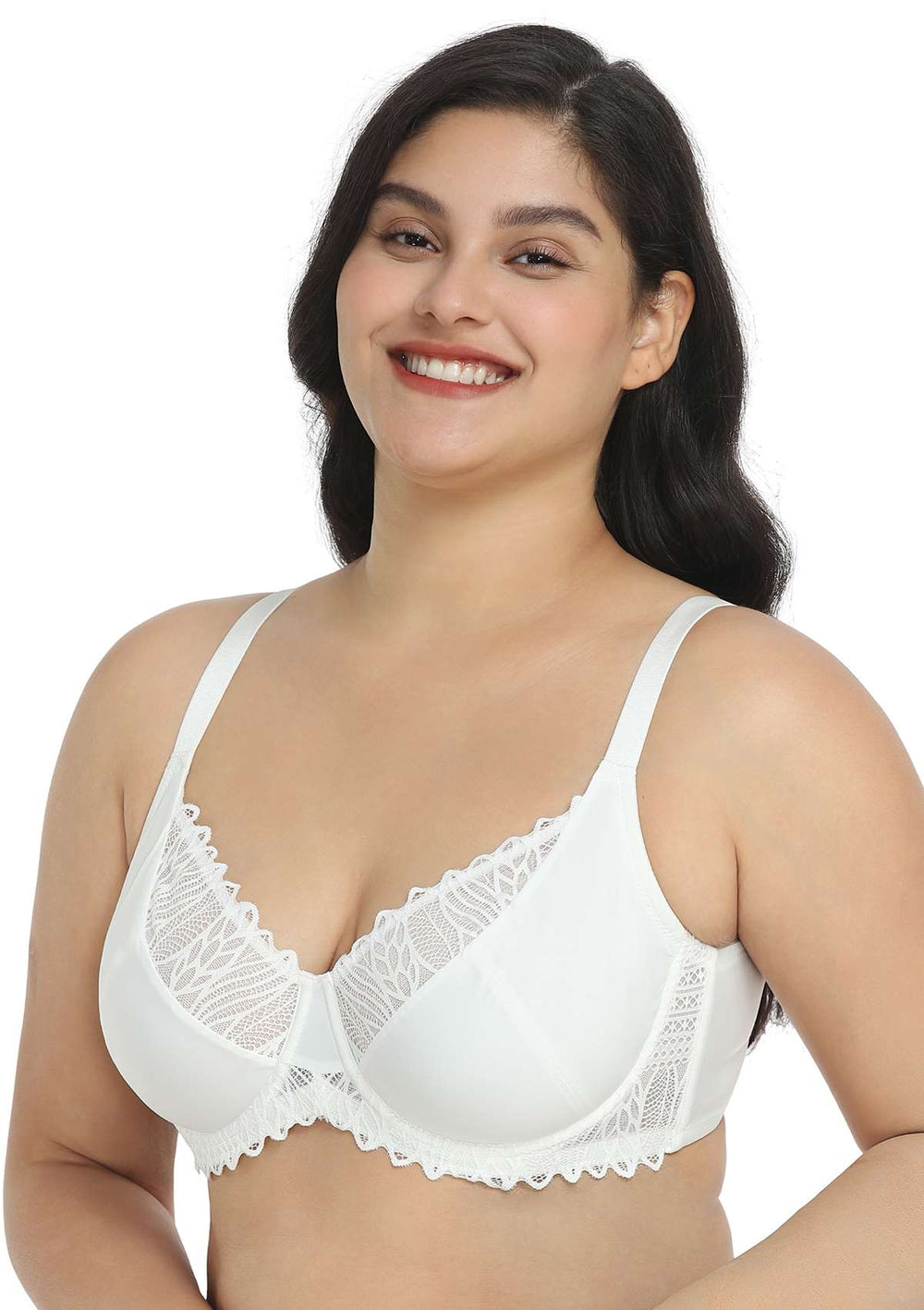 Fashionable and Comfortable Lace Trim Full Coverage Bra
