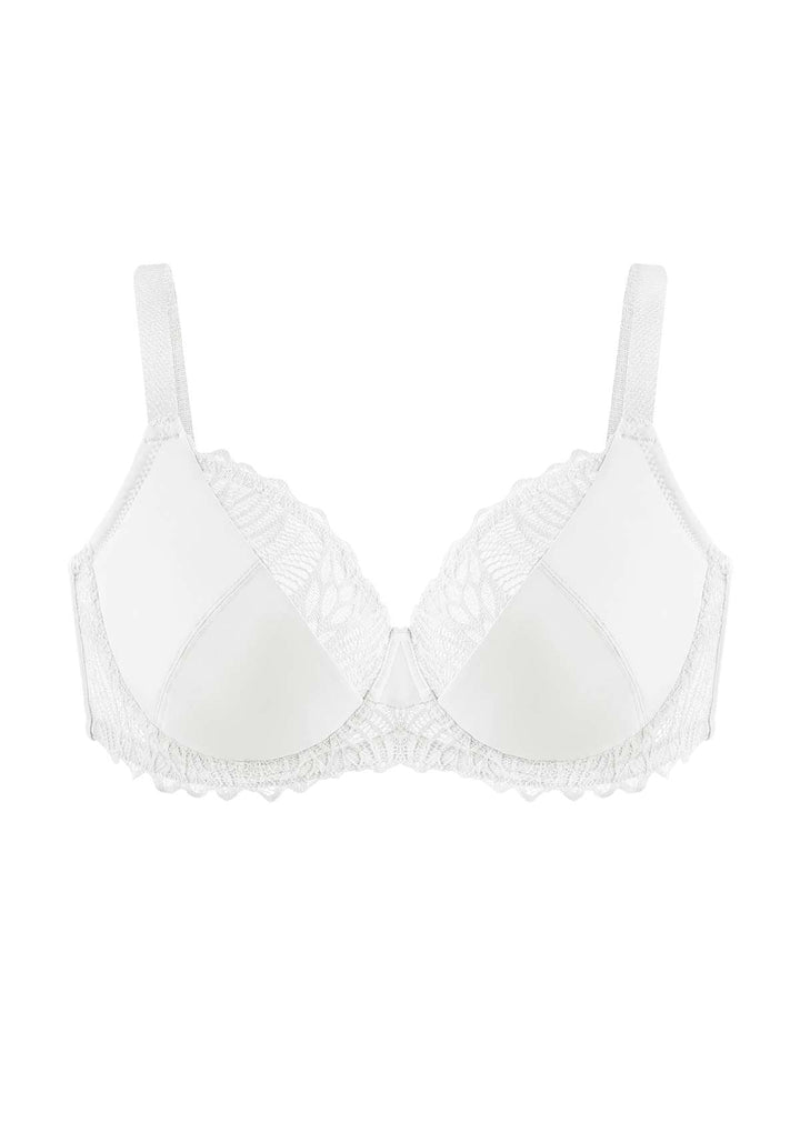 White lace and cotton underwired bra