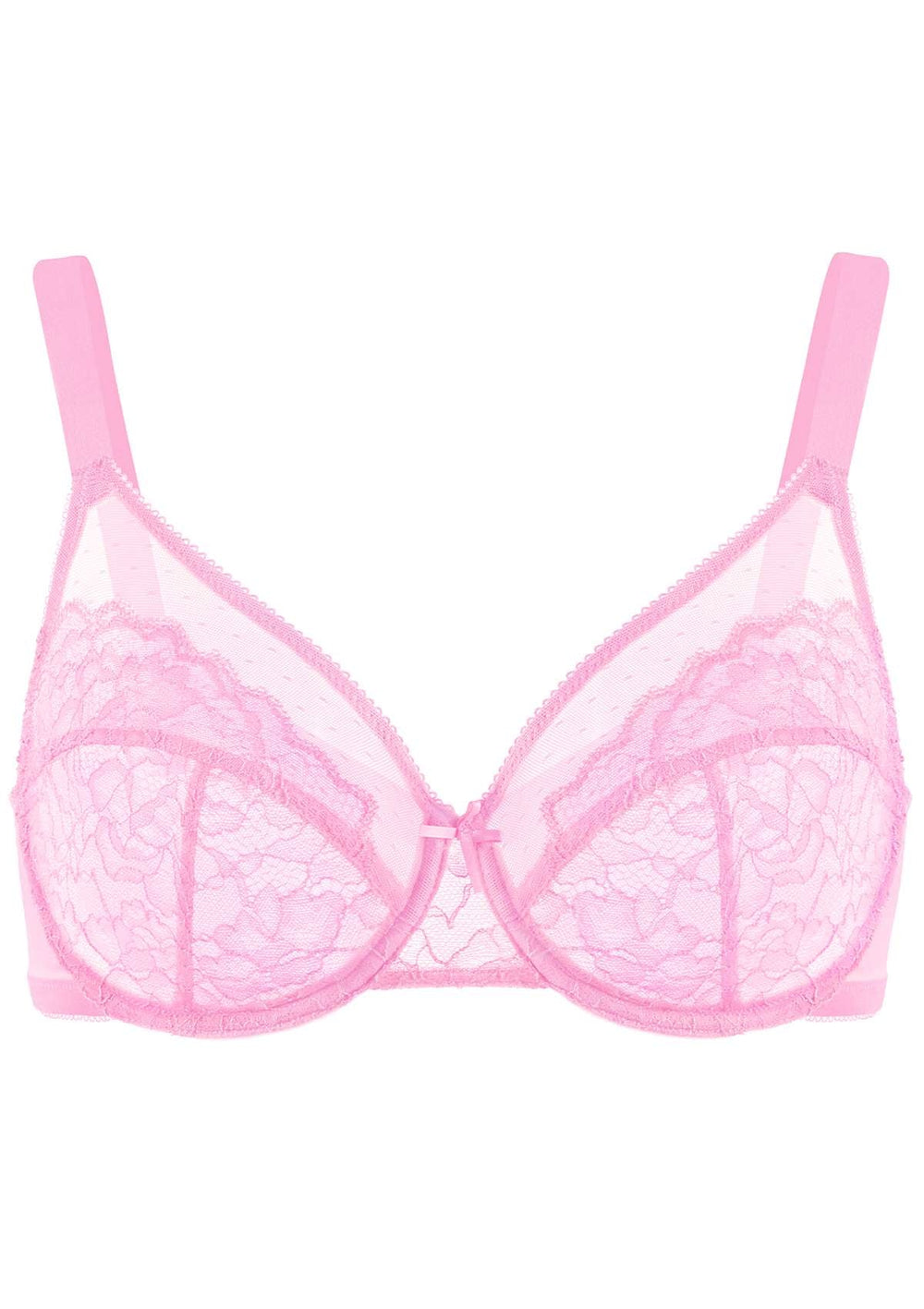 NEW PARFAIT AFFINITAS Elena Unlined Wire Lace Bra Size US 34D Pink