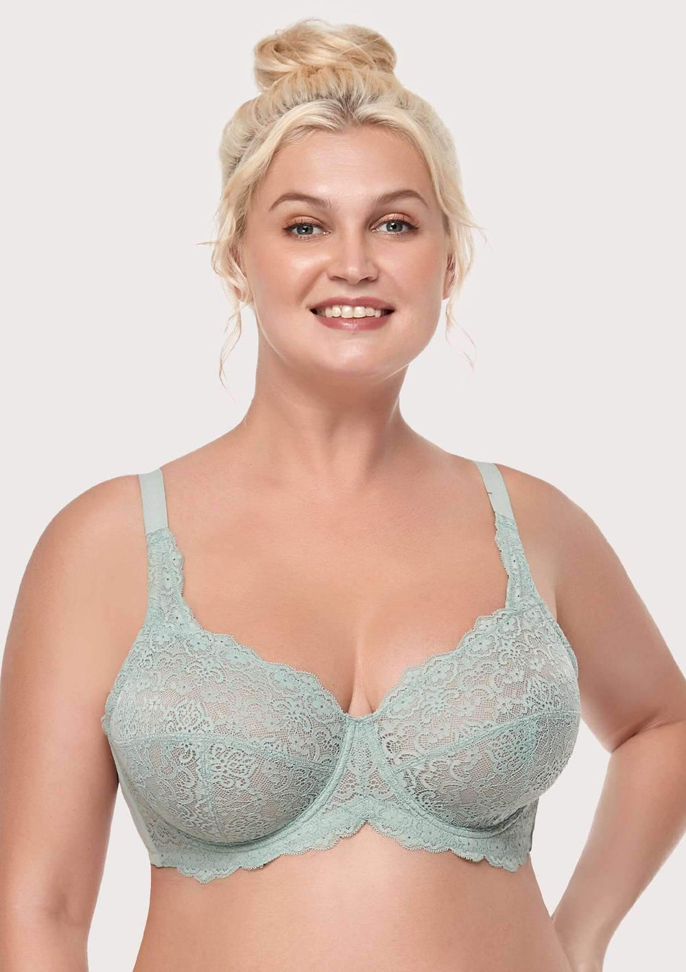  Womens Floral Lace Bra Plus Size Firm Hold Non
