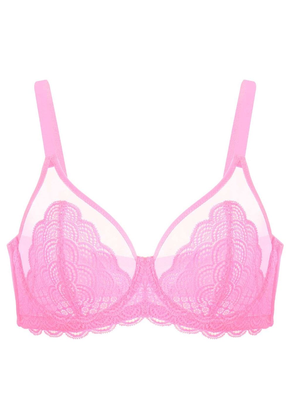 Unlined Lace Bra - Flamingo pink