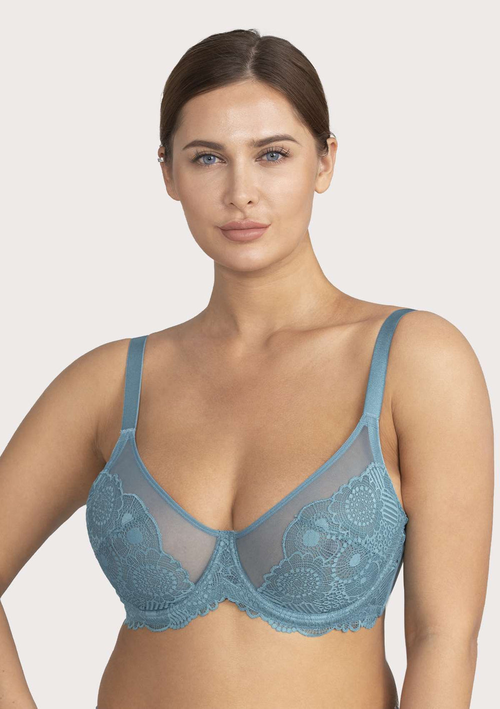 Women's Lace See-Through Bra,Sexy Floral Mesh Unlined No Padded