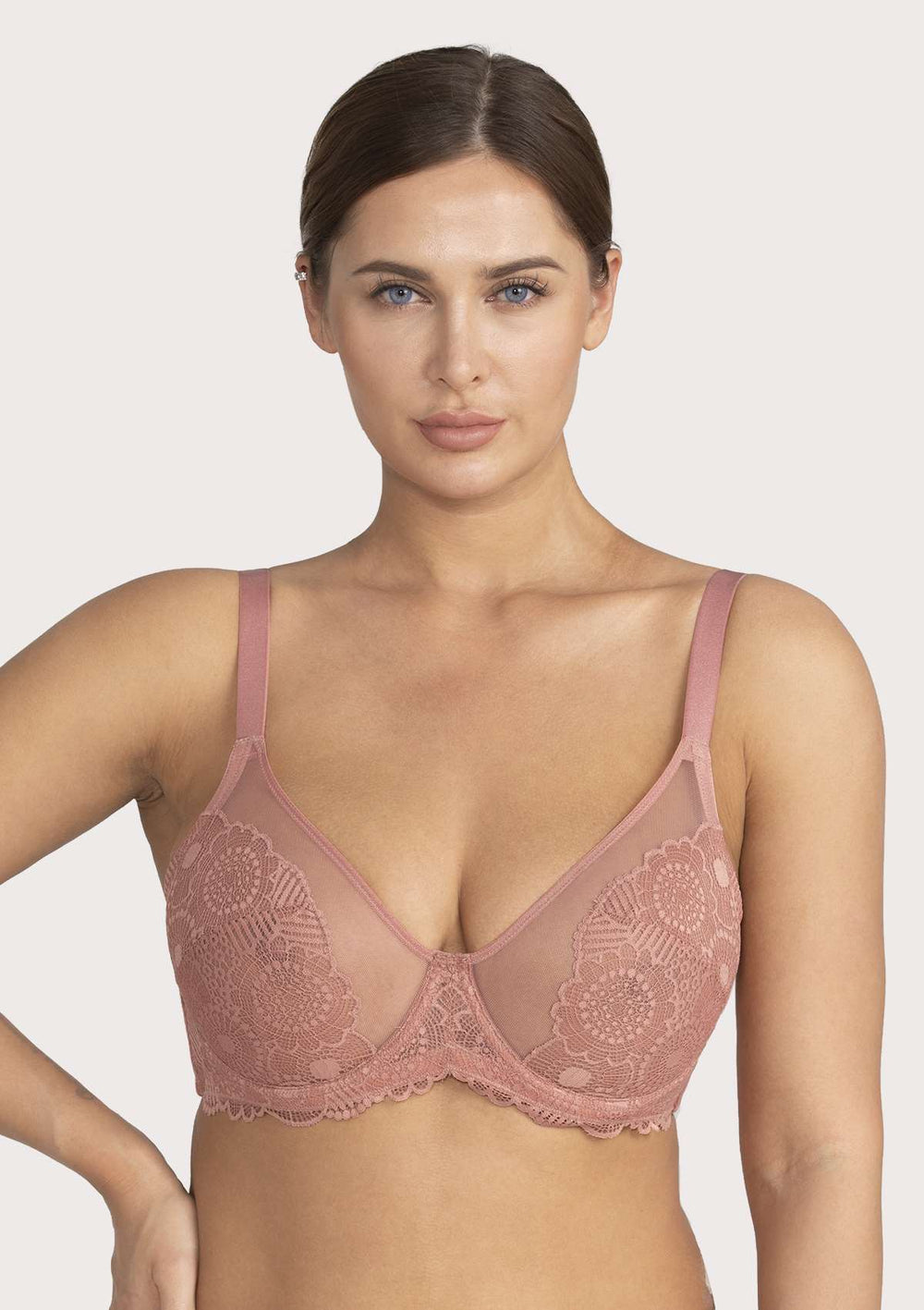 HSIA Womens Plus Size Sexy Bras Full Coverage Mesh Unlined Minimizer Bras  Rose Red 38I