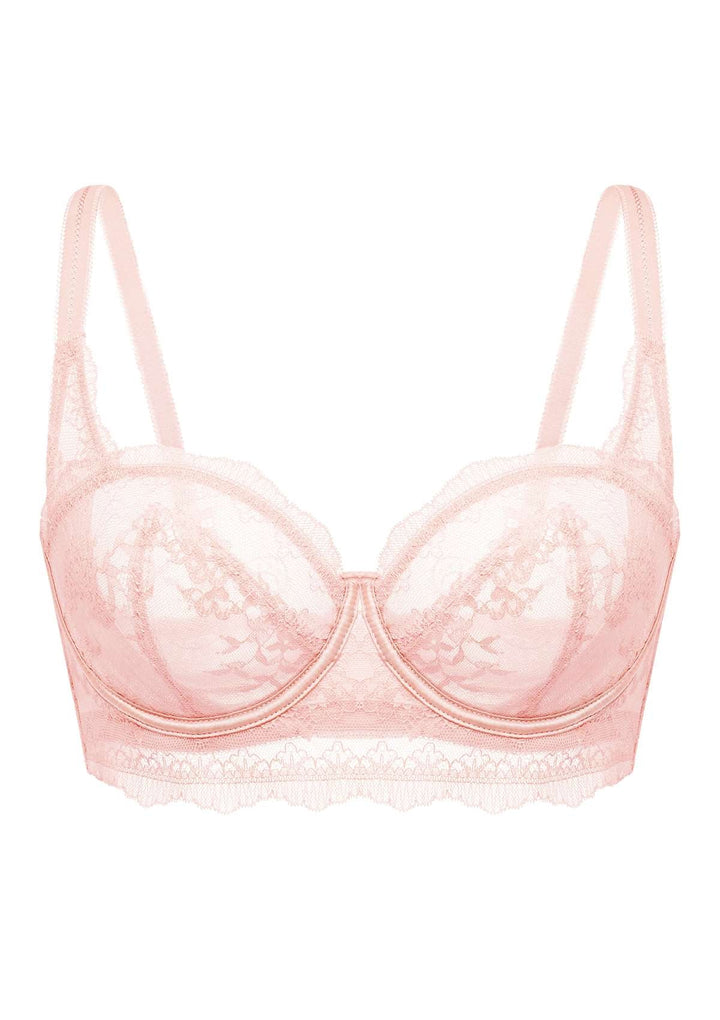 Ardene Lace Balconette Bra in Pink | Size 34C | Nylon/Spandex