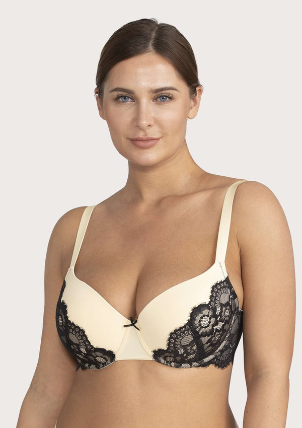 HSIA HSIA Flower Trim Padded Underwire Minimizer Bra 34C / Beige