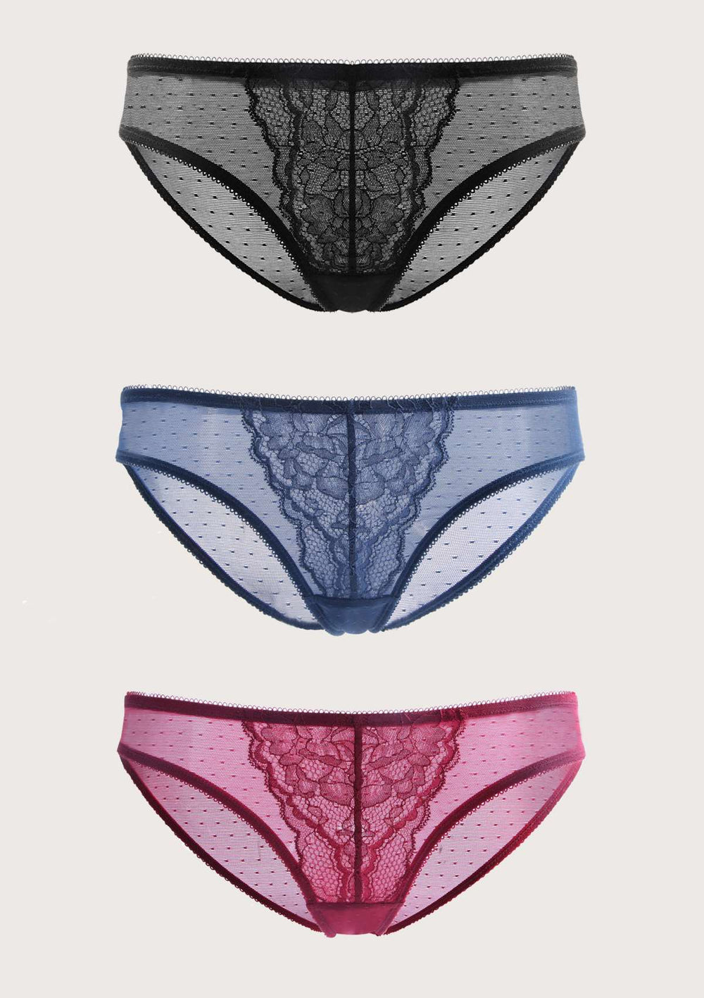 HSIA Enchante Lace Airy Bikini Panties 3 Pack